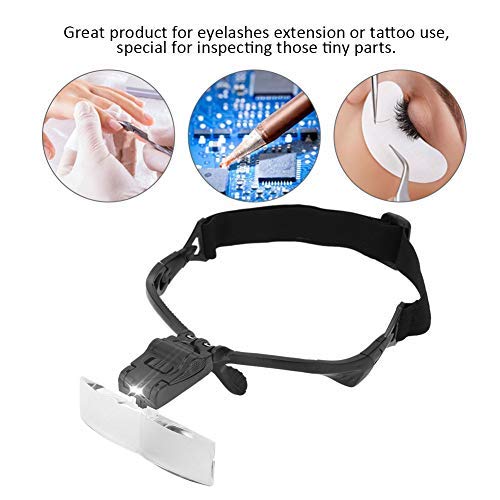 Magnifier Eyeglass-Type Headband Magnifier with 5 Lens LED Lamp, Eye Glass Cl...