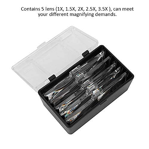 Magnifier Eyeglass-Type Headband Magnifier with 5 Lens LED Lamp, Eye Glass Cl...