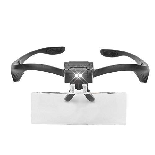 Magnifier Eyeglass-Type Headband Magnifier with 5 Lens LED Lamp, Eye Glass Cl...