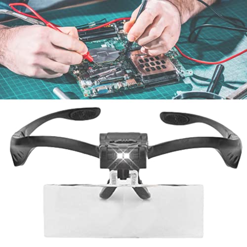 Magnifier Eyeglass-Type Headband Magnifier with 5 Lens LED Lamp, Eye Glass Cl...
