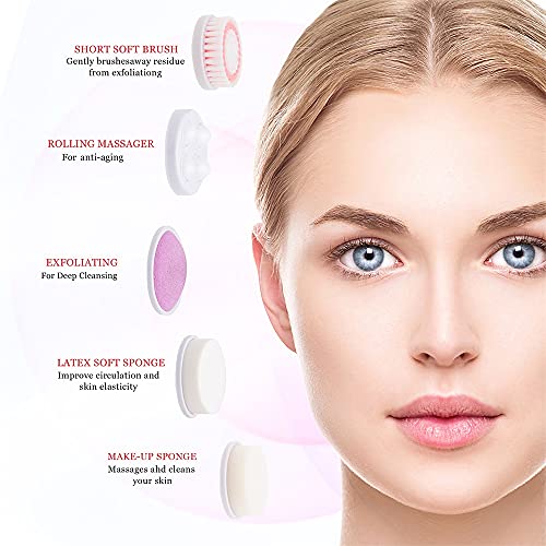 Facial Cleansing Brush [Newest 2021], Waterproof face scrubber with 8 Brush H...