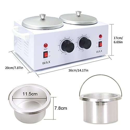 Double Wax Warmer Kit, Professional Dual Waxing Pot Warmer & 4-Pack Wax Bean ...