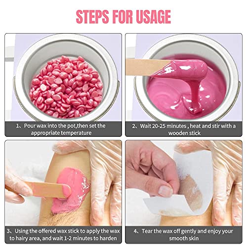 Double Wax Warmer Kit, Professional Dual Waxing Pot Warmer & 4-Pack Wax Bean ...