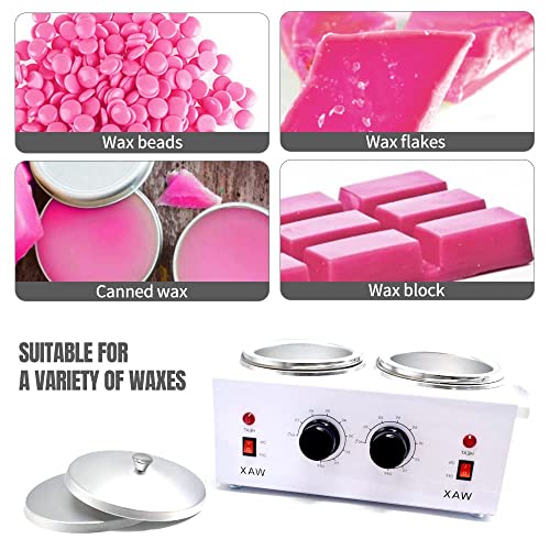 Double Wax Warmer Kit, Professional Dual Waxing Pot Warmer & 4-Pack Wax Bean ...