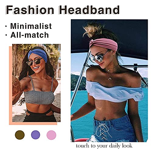 Tobeffect Headbands for Women Non Slip Turban Headband Boho Wide Head Band Wo...