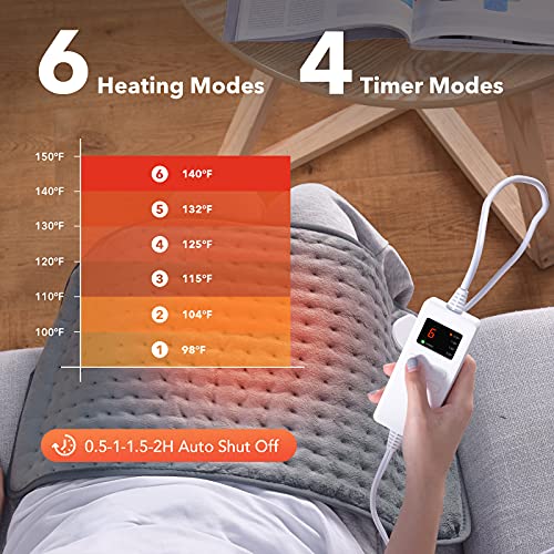 Toberto Heating Pad for Back Pain Relief Ultra Soft 12"x24" Large Electric He...