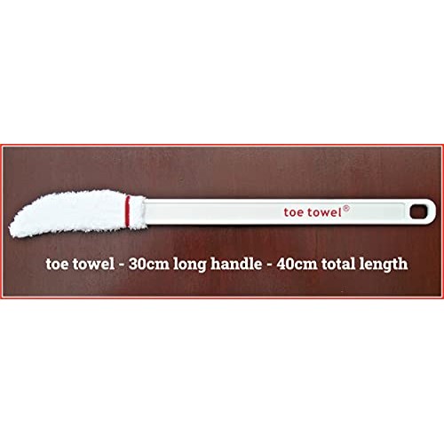 Long handle foot brush - toe towel care aid to CLEAN + DRY between ALL TOES a...