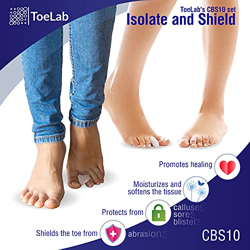 ToeLab Gel Toe Separators + Broken Toe Wraps + Toe Cap Protector - 10pack Bun...