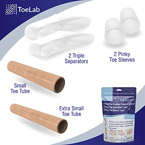 ToeLab Pinky Toe Separators Pin6 - Little Toe Cushion Tubes + Pinky Toe Splin...