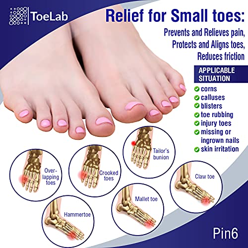 ToeLab Pinky Toe Separators Pin6 - Little Toe Cushion Tubes + Pinky Toe Splin...