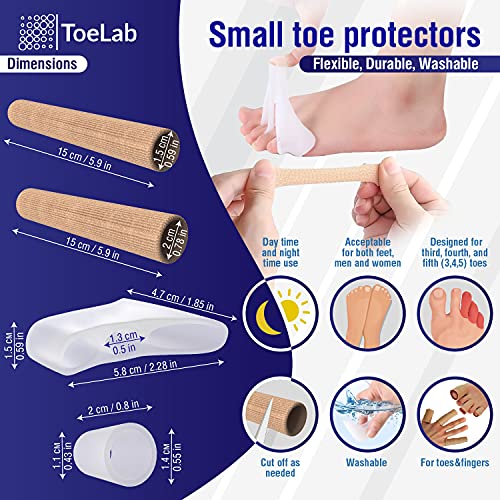 ToeLab Pinky Toe Separators Pin6 - Little Toe Cushion Tubes + Pinky Toe Splin...