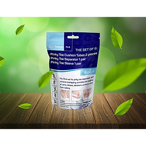 ToeLab Pinky Toe Separators Pin6 - Little Toe Cushion Tubes + Pinky Toe Splin...