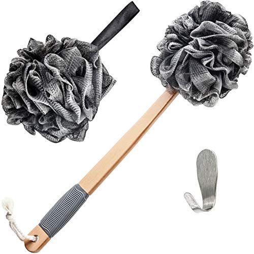 Toem Loofah Back Scrubber For Shower | Bamboo Charcoal Fiber Infused | Bath S...