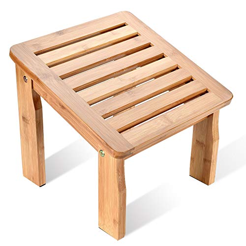 ToiletTree Products Deluxe Wooden Bamboo Shower Seat Bench with Underneath St...