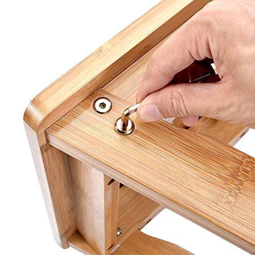 ToiletTree Products Deluxe Wooden Bamboo Shower Seat Bench with Underneath St...