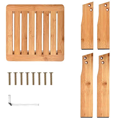 ToiletTree Products Deluxe Wooden Bamboo Shower Seat Bench with Underneath St...