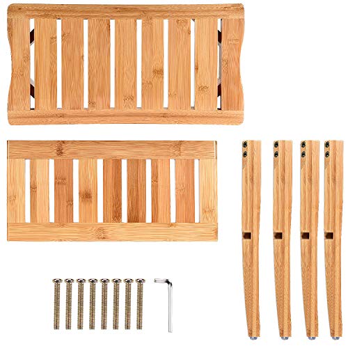 ToiletTree Products Deluxe Wooden Bamboo Shower Seat Bench with Underneath St...