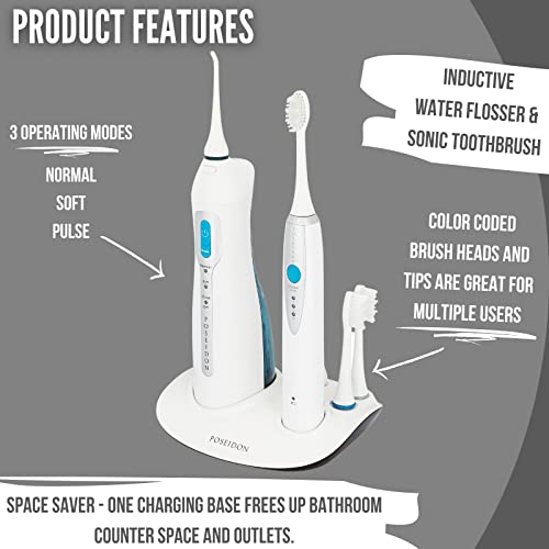 ToiletTree Products Poseidon Oral Irrigator and Sonic Toothbrush Inductive Ch...