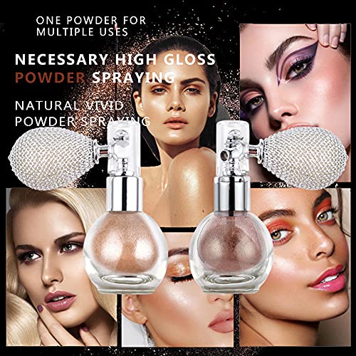 Glitter Highlighter Powder Spray, Brighten Women Contour Makeup Flash Powder ...