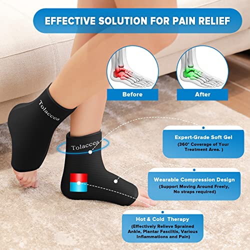 Ankle Foot Ice Pack Wrap for Injuries, Reusable Gel Ice Pack for Hot and Cold...