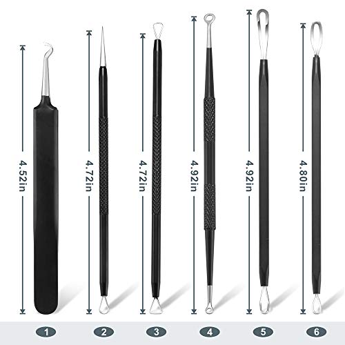 Blackhead Remover Pimple Popper Tool Kit - (6 Piece Kit) - Professional Stain...