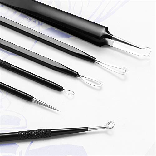 Blackhead Remover Pimple Popper Tool Kit - (6 Piece Kit) - Professional Stain...