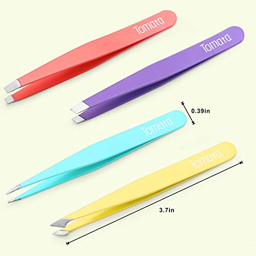 Tweezers for Eyebrows, Slant Tip and Pointed Eyebrow Tweezer Set Great Precis...