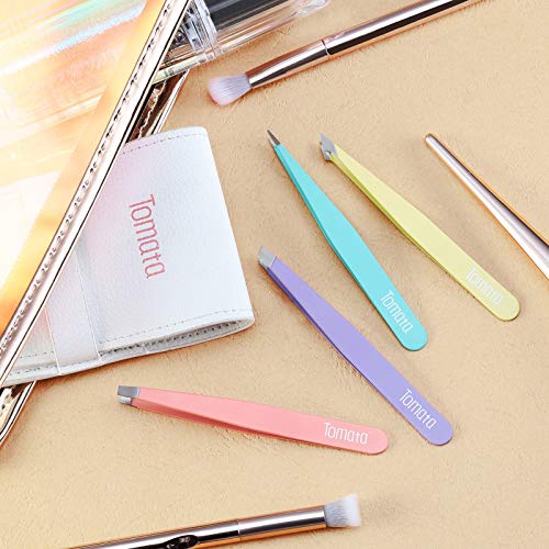 Tweezers for Eyebrows, Slant Tip and Pointed Eyebrow Tweezer Set Great Precis...