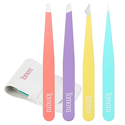 Tweezers for Eyebrows, Slant Tip and Pointed Eyebrow Tweezer Set Great Precis...