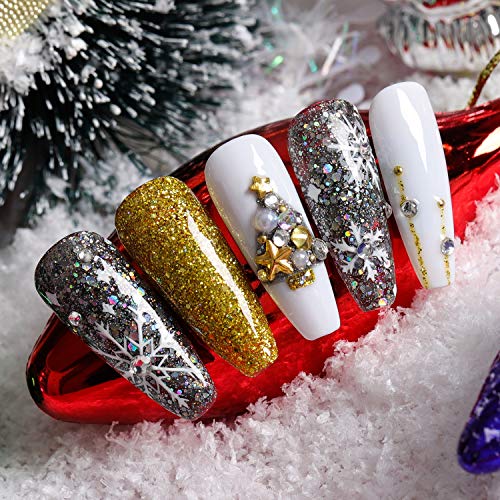 TOMICCA Glitter Black Gold White Silver Sparkle Gel Nail Polish Set, 6 Colors...
