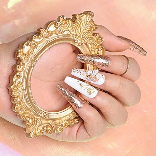 TOMICCA Glitter Black Gold White Silver Sparkle Gel Nail Polish Set, 6 Colors...