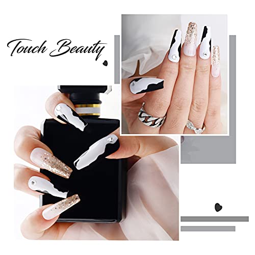 TOMICCA Glitter Black Gold White Silver Sparkle Gel Nail Polish Set, 6 Colors...