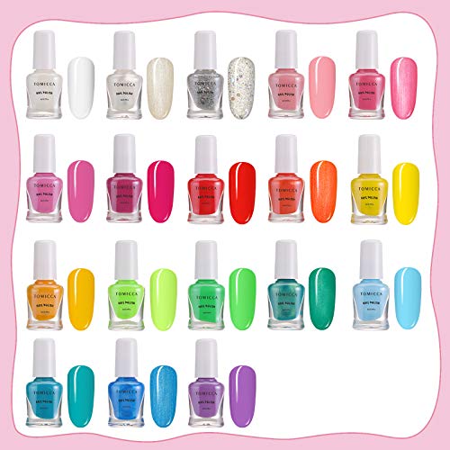 TOMICCA Kids Nail Polish Set Rainbow Candy Colors Non-Toxic Washable Super Sp...