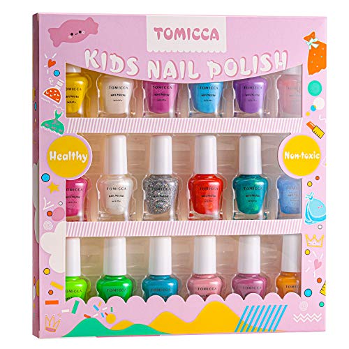 TOMICCA Kids Nail Polish Set Rainbow Candy Colors Non-Toxic Washable Super Sp...