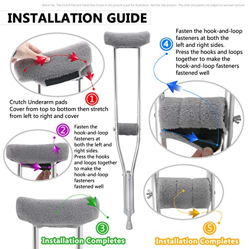 TOMMHANES AMISGUOER Crutch Underarm Pads Crutch Pad Crutch Hand Grip Covers C...
