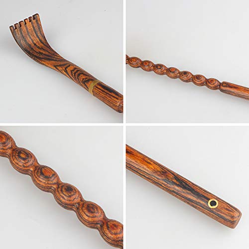 100% Natural Bocote Wood Back Massager for Itching Relief, Long Sturdy Therap...