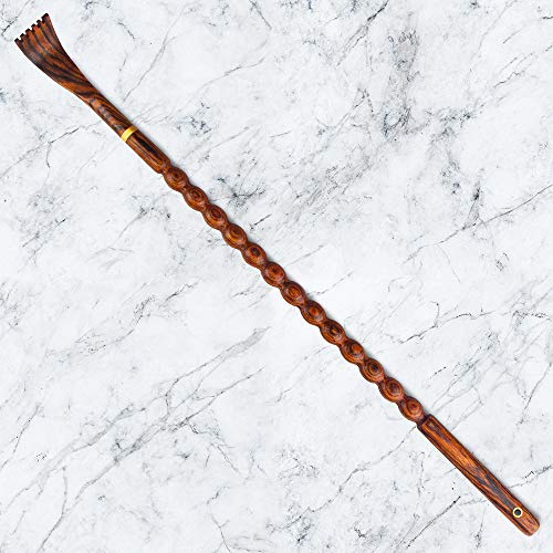 100% Natural Bocote Wood Back Massager for Itching Relief, Long Sturdy Therap...