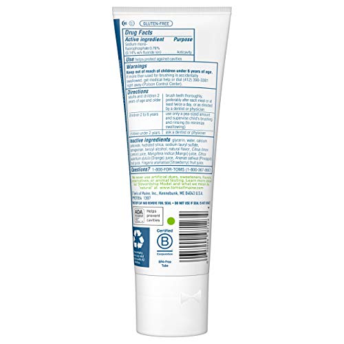 Tom's of Maine ADA Approved Fluoride Children's Toothpaste, Natural Toothpast...
