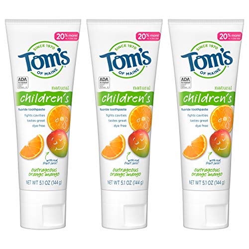Tom's of Maine ADA Approved Fluoride Kid's Toothpaste, Natural Toothpaste, Dy...