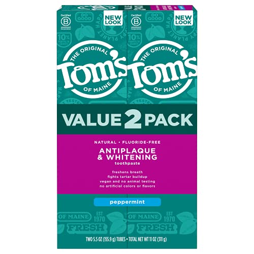 Tom's of Maine Fluoride-Free Antiplaque & Whitening Natural Toothpaste, Peppe...