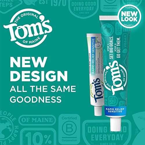 Tom's of Maine Fluoride-Free Rapid Relief Sensitive Toothpaste, Fresh Mint, 4...