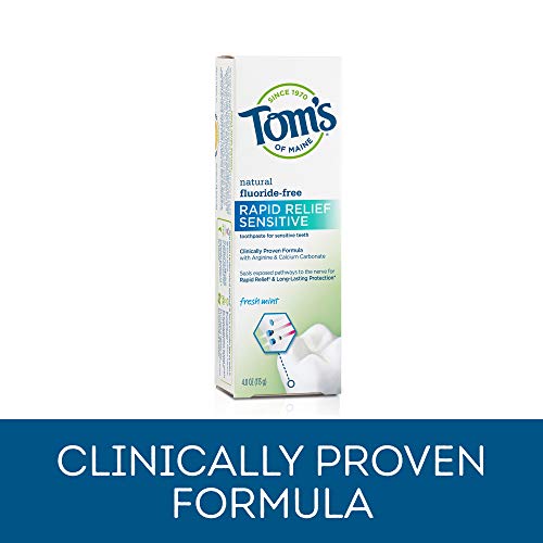 Tom's of Maine Fluoride-Free Rapid Relief Sensitive Toothpaste, Fresh Mint, 4...