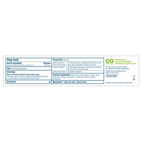 Tom's of Maine Natural Luminous White Toothpaste with Fluoride, Clean Mint, 4...
