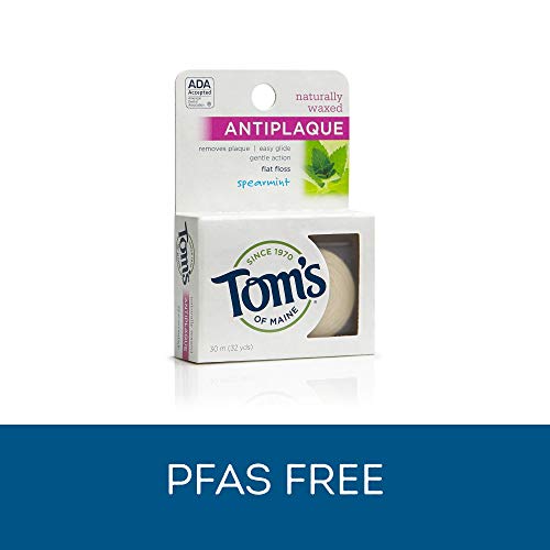Tom's of Maine Naturally Waxed Antiplaque Flat Dental Floss, Spearmint, 32 Ya...