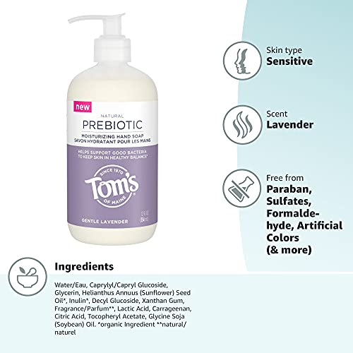 Tom's of Maine Prebiotic Moisturizing Natural Liquid Hand Soap, Gentle Lavend...