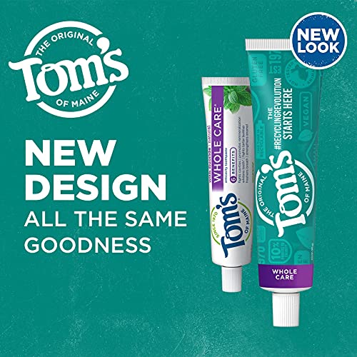 Tom's of Maine Whole Care Natural Toothpaste with Fluoride, Spearmint, 4 oz. ...