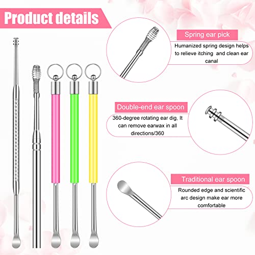 17 Pieces Earwax Remover Tool Cute Kid's LED Earwax Spoon Ear Cleaner with Li...