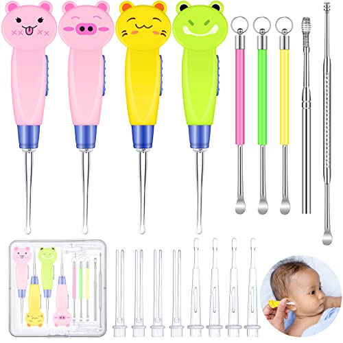 17 Pieces Earwax Remover Tool Cute Kid's LED Earwax Spoon Ear Cleaner with Li...