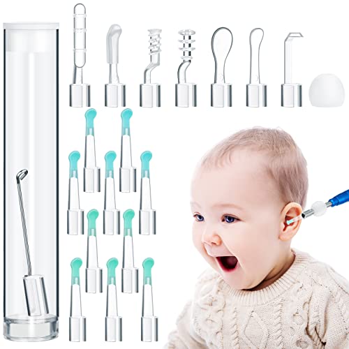 20 Pieces Replacement Ear Cleaner Tips Silicone Ear Spoon Reusable Ear Spoon ...