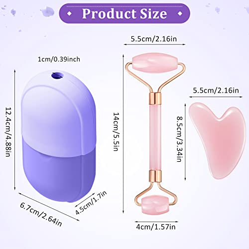 3 in 1 Ice Face Roller Jade Roller and Gua Sha Set, Silicone Ice Mould Facial...